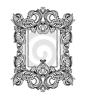 Rich Baroque Mirror frame. Vector French Luxury rich intricate ornaments. Victorian Royal Style decor