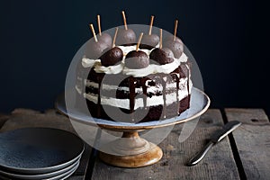 A rich and chocolaty black forest cake in professional photography