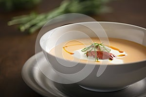 A rich and creamy bowl of lobster bisque. (Generative AI)