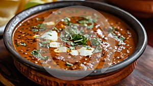 Rich Dal Makhni Delight in Bowl with Butter and Coriander