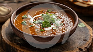 Rich Dal Makhni Delight in Bowl with Butter and Coriander