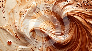 Rich, dark coffee swirls blending into creamy latte shades