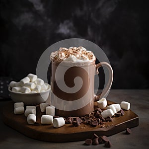 Rich and Decadent Hot Chocolate in Tall Mug with Marshmallows