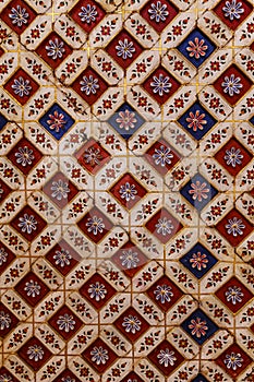 Rich decorated ceiling of Lalgarh Palace, Bikaner, Rajasthan, India