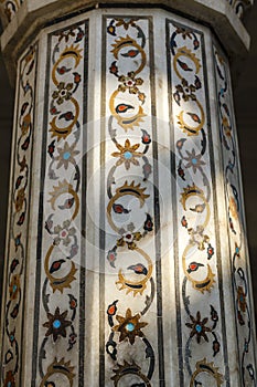 Rich decorated interior of Agra Fort in Agra, Uttar Pradesh, India