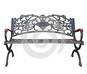 Rich Decorated Iron Park Bench photo