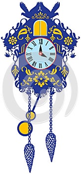 Rich decorated traditional cuckoo clock