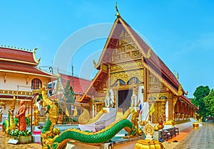 The rich decorations of Wat Phra Singh, Chiang Rai, Thailand