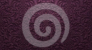 Elegant Dark Purple Damask Floral Pattern Background