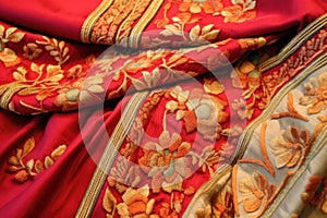 rich embroidery and zari work on silk saree borders