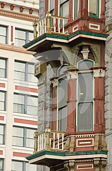 Rich exterior of a Victorian building in Gaslamp quarter photo