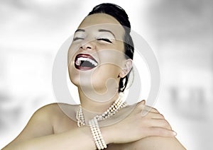 Rich girl laughing