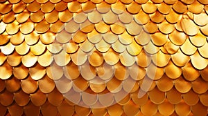 Rich golden fish scales, textured background. Snake, lizard, reptile gold skin. Luxurious golden sequins. Concepts of