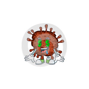 Rich infection coronavirus with Money eye mascot character concept