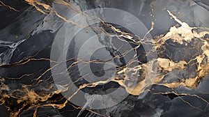 Rich luxury gold silver black gray marble wide background