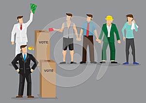 Rich Man Buying Votes Through Bribery Vector Illustration photo