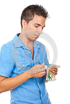 Rich man counts his money