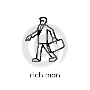 Rich man icon. Trendy modern flat linear vector Rich man icon on