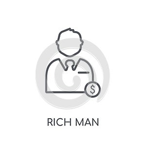 Rich man linear icon. Modern outline Rich man logo concept on wh