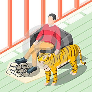 Rich Man Patting Tiger