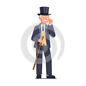 Rich old tycoon business man wearing retro suit