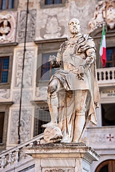 Rich ornate facade of the Palazzo della Carovana in the center of Pisa