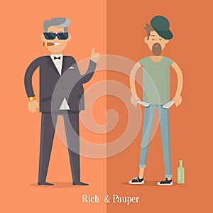 Rich and Pauper Men. Social Level. Human Poster