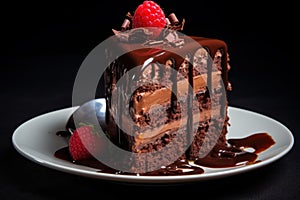 Rich Piece chocolate cake. Generate Ai