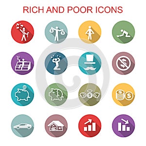 Rich and poor long shadow icons