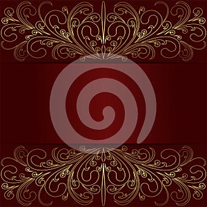 Rich red Background with elegant golden Borders and Place for Text