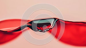 Close up view of red liquid creating waves against a soft background