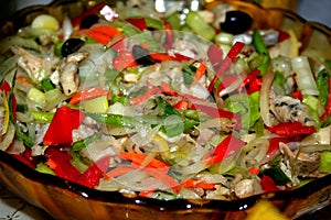 Rich salad of vegetables made by my gorgeous wife.