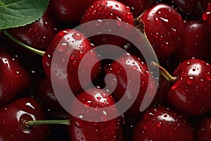 Rich scarlet cherries, a vibrant cluster of deep red sweetness