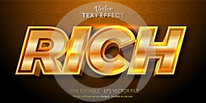 Rich text, shiny gold style editable text effect
