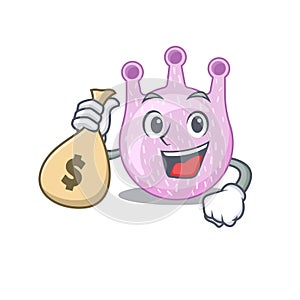Rich viridans streptococci cartoon design holds money bags