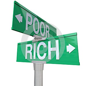 Rich Vs Poor Two Way Street Road Signs Poverty Wealth