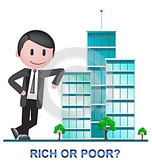 Rich Vs Poor Wealth Buildings Meaning Well Off Against Being Broke - 3d Illustration