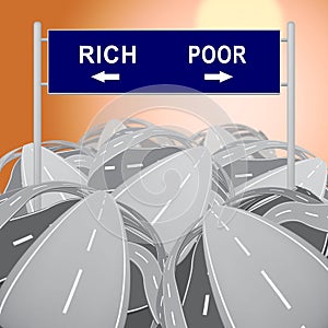 Rich Vs Poor Wealth Sign Meaning Well Off Against Being Broke - 3d Illustration