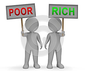 Rich Vs Poor Wealth Signs Meaning Well Off Against Being Broke - 3d Illustration