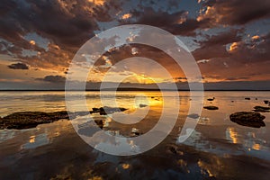 Rich warm colours of the sunset and reflections Australia