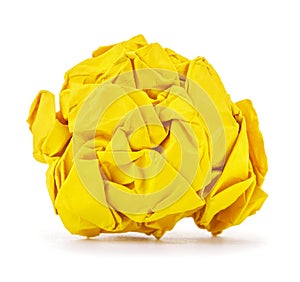 Rich yellow crumpled paper ball rolled