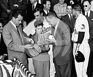 Richard M. Nixon at Orioles-Senators game