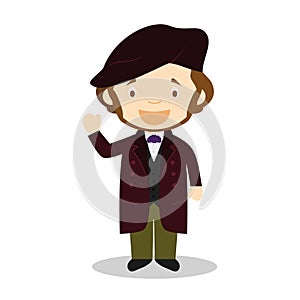 Richard Wagner cartoon character. Vector Illustration.