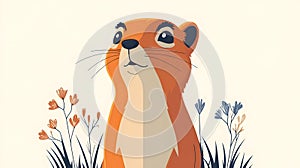 Richardson Ground Squirrel in a studio isolated on a white background