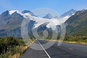 Richardson highway with Worthington Glacier, Alaska
