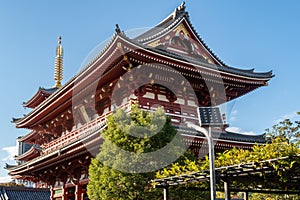 Richly decorated famous Senso-ji Temple in Tokyo.