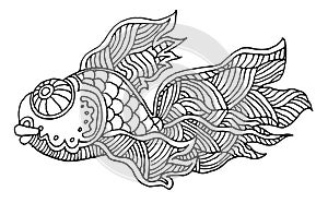 Richly decorated fish hand drawing