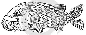 Richly decorated fish hand drawing