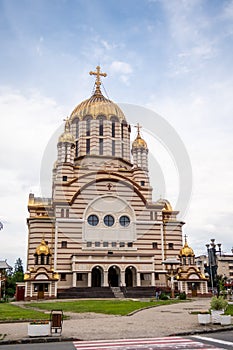 The richly decorated orthodox Cathedral of St. John the Baptist in Fagaras, Brasov County, Transylvania, Romania.