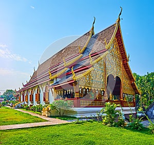 Exterior of the viharn of Wat Chiang Man temple, Chiang Mai, Thailand photo